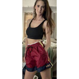 Nike Women's Maroon Athletic Shorts with Navy Trim